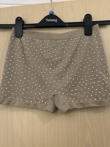 Nude rhinestone dance shorts - nude,