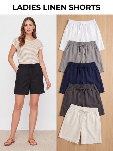 Ladies linen shorts women - shorts,